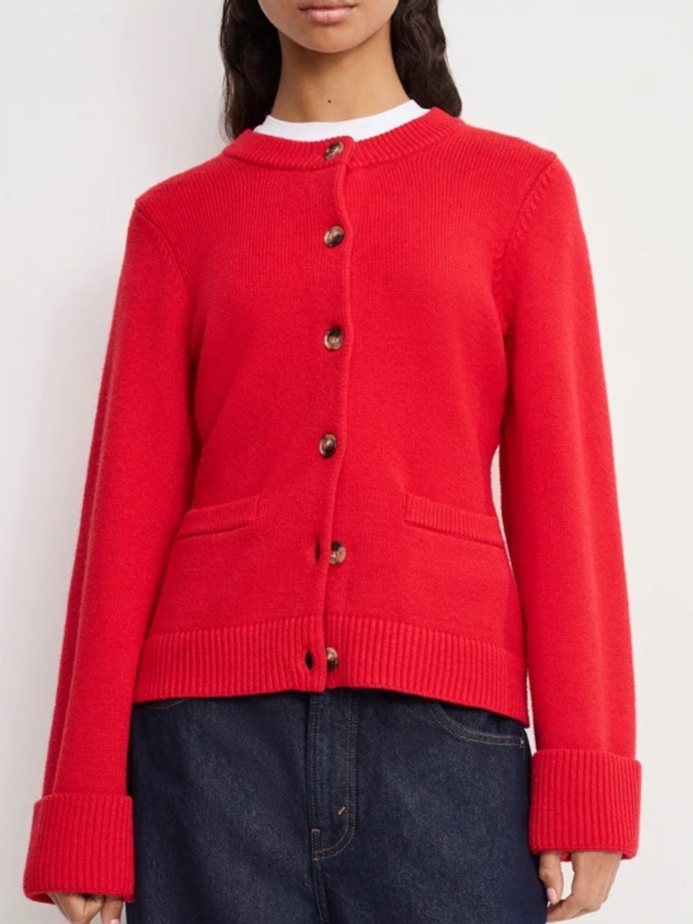 Good American Red Button-Front Women's Knit Cardigan Sweater! New! XS